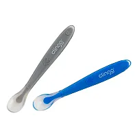 2 COLHERES DE SILICONE PREMIUM AZUL E CINZA - CLINGO