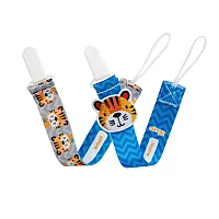 2 PRENDEDORES DE CHUPETA AZUL TIGRE - CLINGO