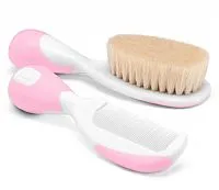 CONJUNTO PENTE E ESCOVA DE CERDAS NATURAIS ROSA - CHICCO