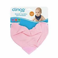 BABADOR BANDANA COM MORDEDOR ROSA - CLINGO 