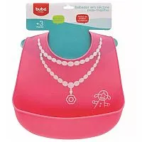 BABADOR EM SILICONE PEGA MIGALHAS ROSA - BUBA BABY