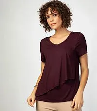 BLUSA DE AMAMENTAO MANGA CURTA 21062 VINHO TANNAT - LIZ