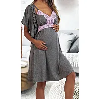 CAMISOLA EM VISCOLYCRA COM BOLERO SOLTO CINZA COM RENDA ROSA - DI FRANGY