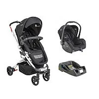 CARRINHO BERO ECLIPSE MELANGE PRETO + BEB CONFORTO CASULO + BASE - LENOX KIDDO