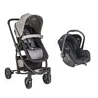 CARRINHO BERO PRIMA MELANGE GRAFITE + BEB CONFORTO CASULO PRETO - LENOX KIDDO