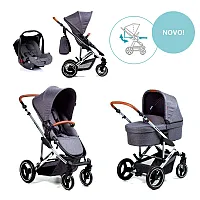 CARRINHO COMO 4 DIAMOND ASPHALT COM MOISS + BEB CONFORTO + BOLSA + ADAPTADOR - ABC DESIGN