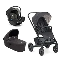 CARRINHO DE BEB CHROME + MOISS PRETO EMBER + BEB CONFORTO GEMM CHUMBO SHALE - JOIE