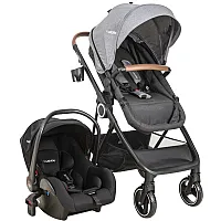 CARRINHO DE BEB COSMOS MELANGE GRAFITE + BEB CONFORTO CASULO CLICK PRETO - LENOX KIDDO