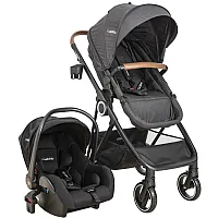 CARRINHO DE BEB COSMOS MELANGE PRETO + BEB CONFORTO CASULO CLICK PRETO - LENOX KIDDO