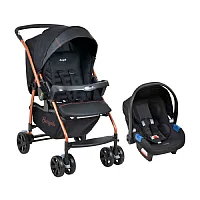 CARRINHO DE BEB RIO K + BEB CONFORTO TOURING X PRETO E COBRE - BURIGOTTO