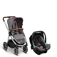 CARRINHO DE BEB SAMBA DIAMOND ASPHALT + BEB CONFORTO TULIP ASPHALT + ADAPTADOR - ABC DESIGN