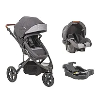 CARRINHO DE BEB TRAVEL SYSTEM TREK MELANGE GRAFITE + BEB CONFORTO COZYCOT + BASE - LENOX KIDDO