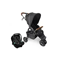 CARRINHO DE BEB TREVISO 3 WOVEN BLACK COM COURO + BEB CONFORTO TULIP + ADAPTADOR - ABC DESIGN