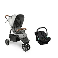 CARRINHO DE BEB TREVISO 3 WOVEN GREY COM COURO + BEB CONFORTO TULIP + ADAPTADOR - ABC DESIGN