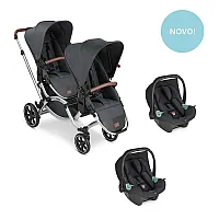 CARRINHO GMEOS ZOOM STORM + 2 BEB CONFORTO TULIP BLACK + ADAPTADORES - ABC DESIGN