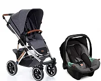 CARRINHO SALSA 4 ASPHALT DIAMOND + BEB CONFORTO TULIP ASPHALT + ADAPTADOR - ABC DESIGN