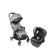 CARRINHO TRAVEL SYSTEM GOODY PLUS GREY MIST + BEB CONFORTO KAILY BLACK + ADAPTADOR - CHICCO