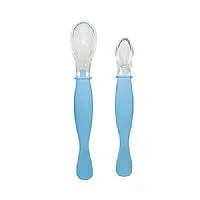 COLHERES DE SILICONE PONTA DUPLA 2 TAMANHOS AZUL - CLINGO