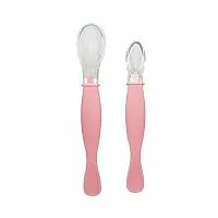 COLHERES DE SILICONE PONTA DUPLA 2 TAMANHOS ROSA - CLINGO