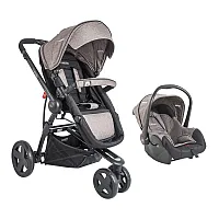 CONJUNTO CARRINHO COMPASS III MELANGE CAPUCCINO + BEB CONFORTO - LENOX KIDDO