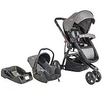 CONJUNTO CARRINHO COMPASS III MELANGE GRAFITE + BEB CONFORTO + BASE - LENOX KIDDO