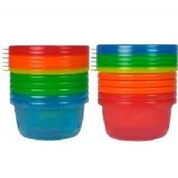 CONJUNTO DE 6 POTES INFANTIS COM TAMPA CORES VARIADAS - FIRST YEARS