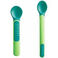 CONJUNTO DE COLHERES HEAT SENSITIVE SPOONS & COVER  BOYS VERDE 2 UNIDADES - BPA FREE - MAM