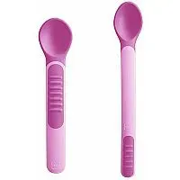 CONJUNTO DE COLHERES HEAT SENSITIVE SPOONS & COVER GIRLS ROSA 2 UNIDADES - BPA FREE - MAM