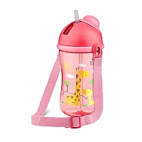 COPO CANTIL COM CANUDO 390ML ROSA GIRAFA - LILLO