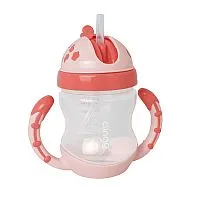 COPO COM ALA E CANUDO ROSA 240ML - CLINGO