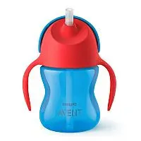 COPO COM CANUDO CURVADO DINOSSAURO AZUL E VERMELHO 9M+ 200ML - AVENT