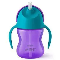COPO COM CANUDO CURVADO DINOSSAURO ROXO 9M+ 200ML - AVENT