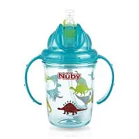 COPO TRITAN COM ALA CANUDO E BICO SILICONE AZUL 240ML - NUBY