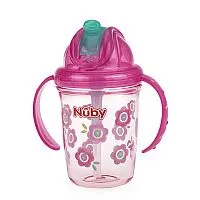 COPO TRITAN COM ALA CANUDO E BICO SILICONE ROSA 240ML - NUBY