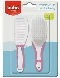 ESCOVA E PENTE BABY ROSA - BUBA TOYS