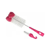 ESCOVA PARA MAMADEIRA E BICO COM ESPONJA ROSA - KITSTAR