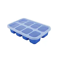 FORMINHAS C/ TAMPA 100% SILICONE PARA CONGELAR PAPINHAS PEQUENA HIPOPTAMO AZUL - MARCUS & MARCUS