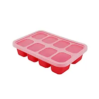 FORMINHAS C/ TAMPA 100% SILICONE PARA CONGELAR PAPINHAS PEQUENA LEO VERMELHO - MARCUS & MARCUS
