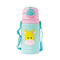 GARRAFA ALUMNIO COM CANUDO ANIMAL FUN GIRAFA 420ML - BUBA