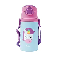 GARRAFA ALUMNIO COM CANUDO ANIMAL FUN UNICRNIO 450ML - BUBA