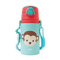 GARRAFA ALUMNIO COM CANUDO ANIMAL FUN MACACO 450ML - BUBA