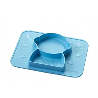 JOGO AMERICANO COM PRATO DE SILICONE ASTRONAUT MAT AZUL - NBY