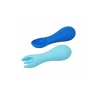 JOGO DE COLHER E GARFO DE SILICONE AZUL - MARCUS & MARCUS
