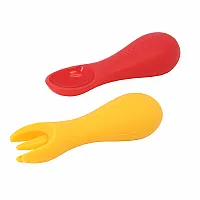 JOGO DE COLHER E GARFO DE SILICONE VERMELHO - MARCUS & MARCUS