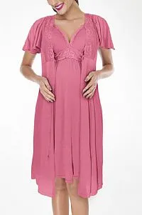 JOGO DE HOBE COM CAMISOLA GESTANTE DE BOJO EM MODAL ROSA - LOVE SECRET