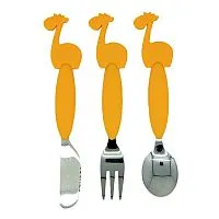 JOGO DE TALHERES AO INOX/SILICONE GIRAFA - MARCUS & MARCUS