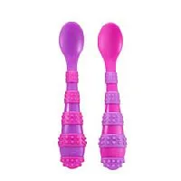 KIT 2 COLHERES COM RELEVO ROSA COM ROXO OU AZUL +9M - FIRST YEARS