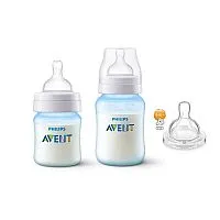 KIT 2 MAMADEIRAS CLASSIC ANTI-COLIC 125ML + 260ML AZUL + BICO - AVENT