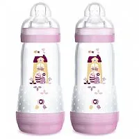  KIT 2 MAMADEIRAS DOUBLE PACK FIRST BOTTLE 320ML ROSA GATA - MAM