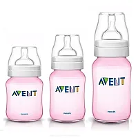 KIT 3 MAMADEIRAS CLASSIC ANTI-COLIC ROSA 125ML + 260ML + 330ML - AVENT